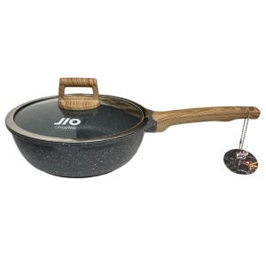 FRIGIDEIRA DE ALUMINIO 24CM CERAMICO COM TAMPA DE VIDRO