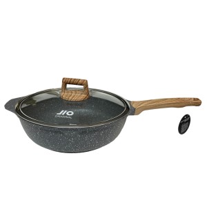 FRIGIDEIRA DE ALUMINIO 28CM CERAMICO COM TAMPA DE VIDRO