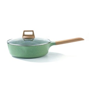 FRIGIDEIRA DE ALUMINIO 26CM CERAMICO COM TAMPA DE VIDRO H