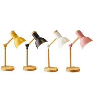 LUMINARIA DE MESA RETRATIL COM BASE DE MADEIRA