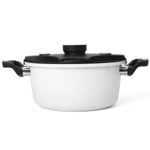 PANELA DE PRESSAO DE ALUMINIO CERAMICO 6L 24CM BRANCA