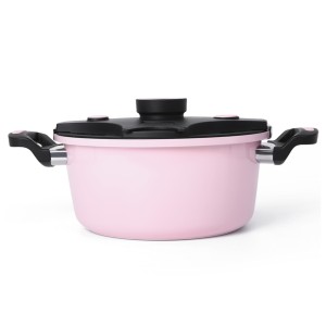 PANELA DE PRESSAO DE ALUMINIO CERAMICO 6L 24CM ROSA