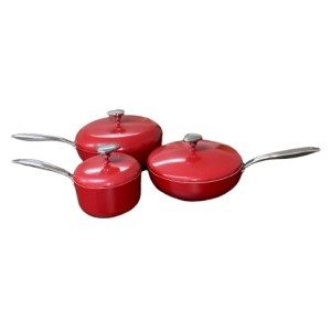 JOGO DE PANELAS DE ALUMINIO CERAMICO 6PCS VERMELHO