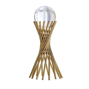 ENFEITE DE METAL COM ESFERA DE VIDRO 28CM