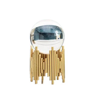 ENFEITE DE METAL COM ESFERA DE VIDRO 18CM